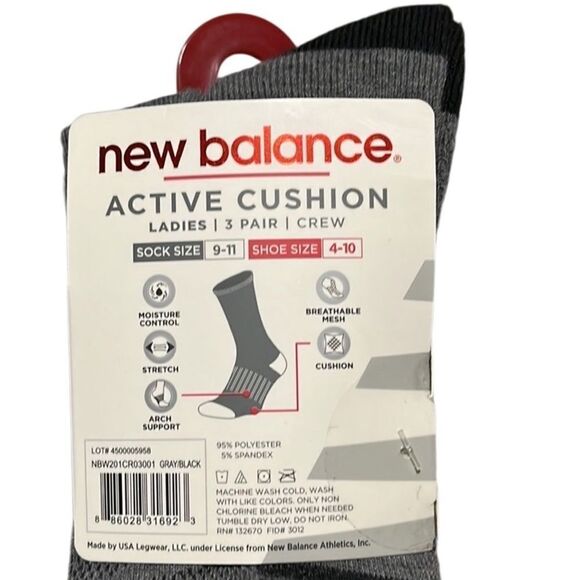 New Balance Active Cushion Crew Socks 3-Pk - Picture 5 of 5